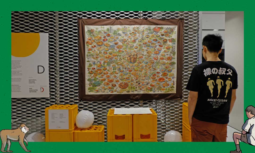Xin Li’s artwork of Singapore food at an exhibition curated by Darel