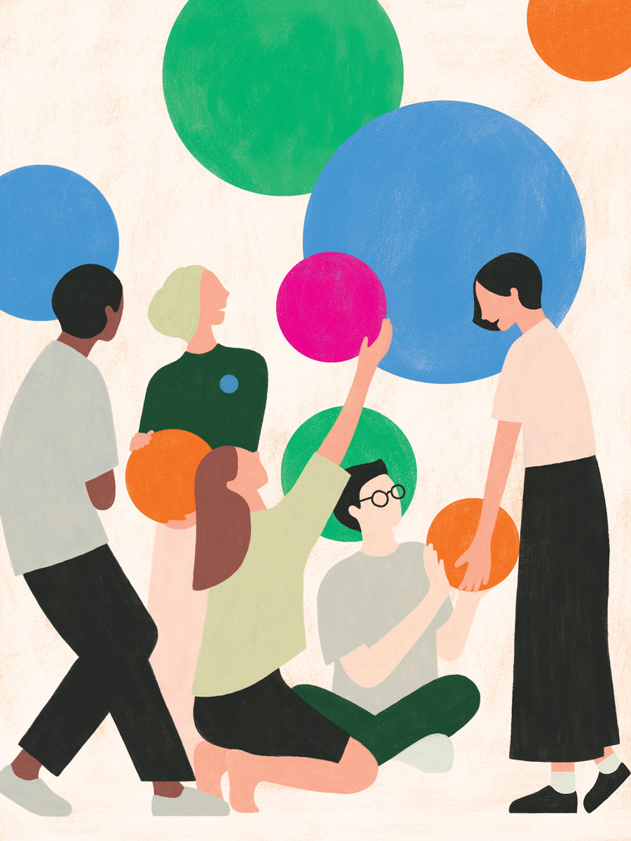 Illustration of SAM collaborating with its audiences and communities.