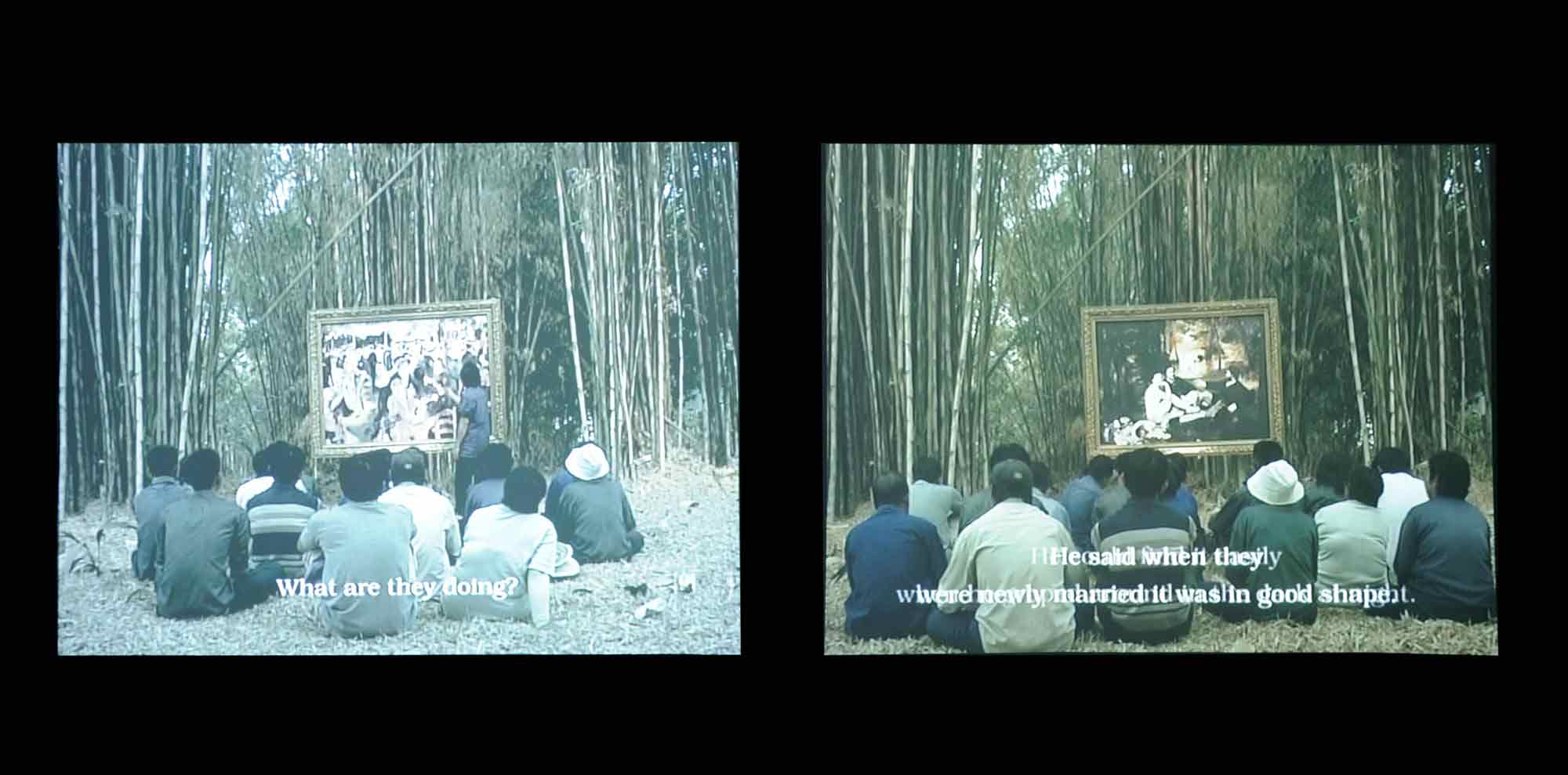 Araya Rasdjarmrearnsook. 'Two Planets.' 2008. 4-Channel video, stereo. 720 x 576 cm, 25 fps, 48 kHz. Collection of Singapore Art Museum.