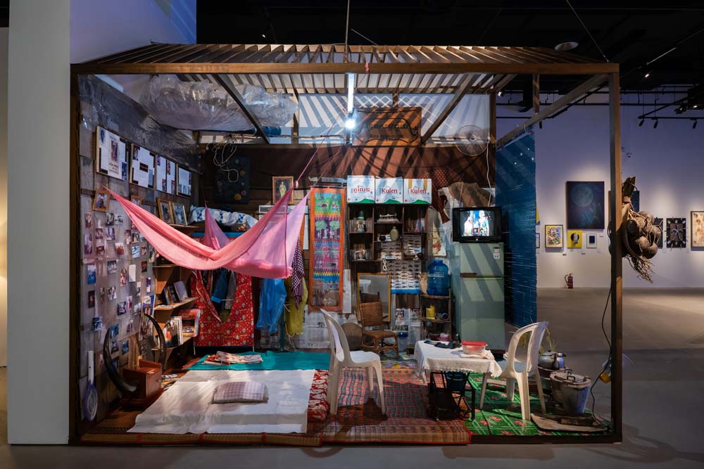 Installation view of 'Hut Tep Soda Chan' (2011, 2017), as part of Singapore Biennale 2022 (Natasha). Image courtesy of Singapore Art Museum.