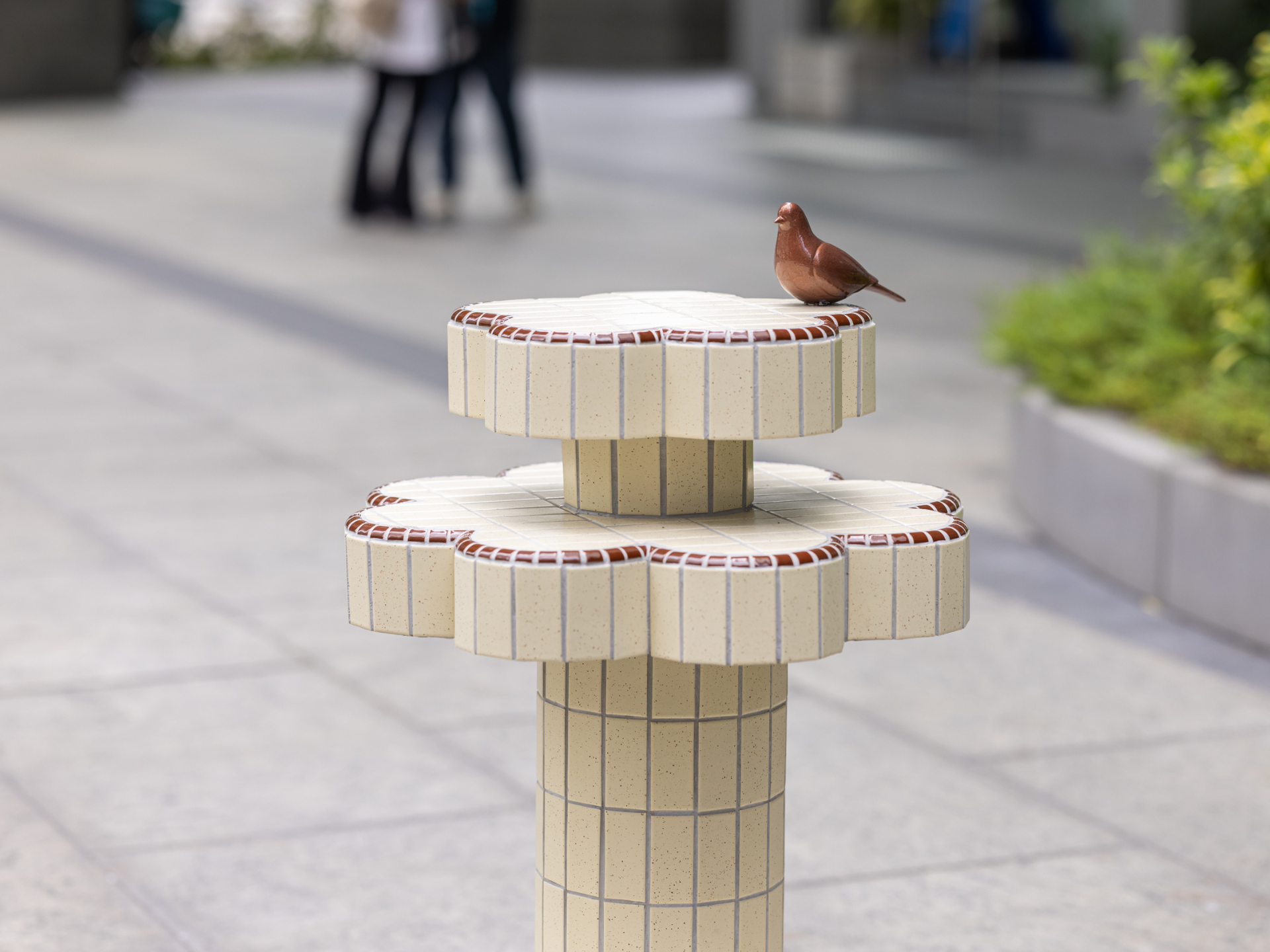 A fountain when it rains